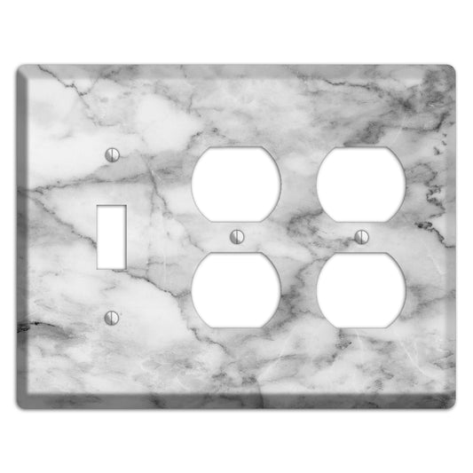 Gray and White Marble Toggle / 2 Duplex Wallplate