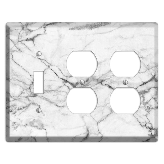 White and Gray Marble Toggle / 2 Duplex Wallplate
