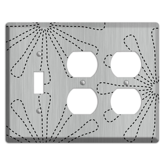 Retro Stipple Floral  Stainless Toggle / 2 Duplex Wallplate