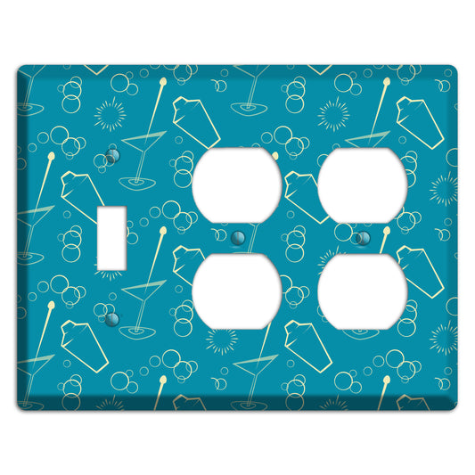 Teal Cocktail Hour Toggle / 2 Duplex Wallplate