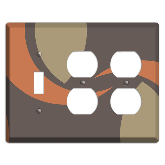 Grey Beige and Orange Abstract Toggle / 2 Duplex Wallplate