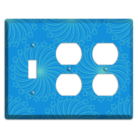 Multi Blue Star Swirl Toggle / 2 Duplex Wallplate