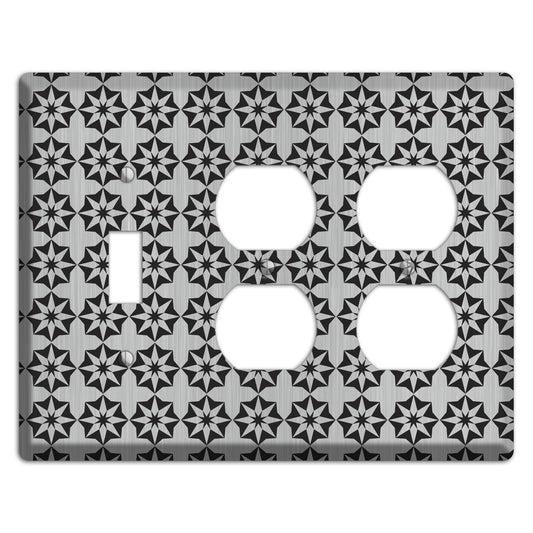 Stainless with Black Foulard Toggle / 2 Duplex Wallplate