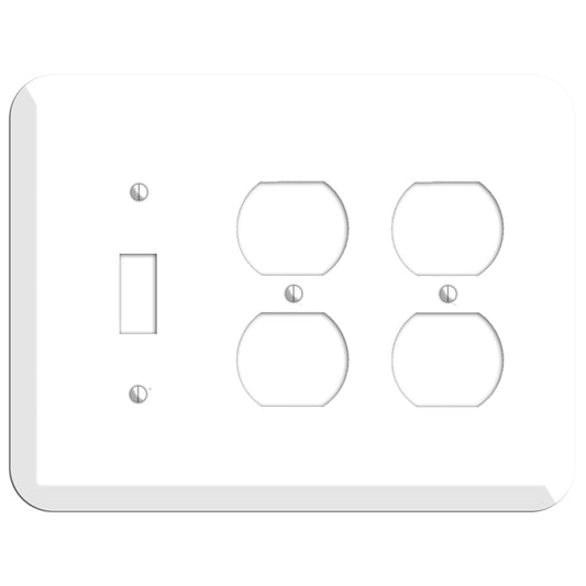 Rounded Corner White Metal Toggle / 2 Duplex Wallplate