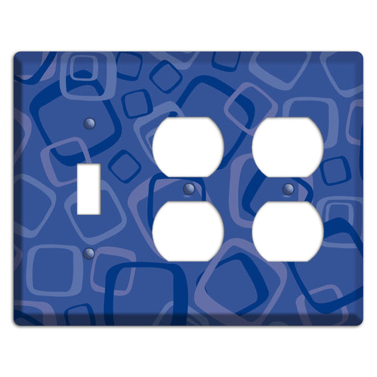 Multi Blue Random Retro Squares Toggle / 2 Duplex Wallplate