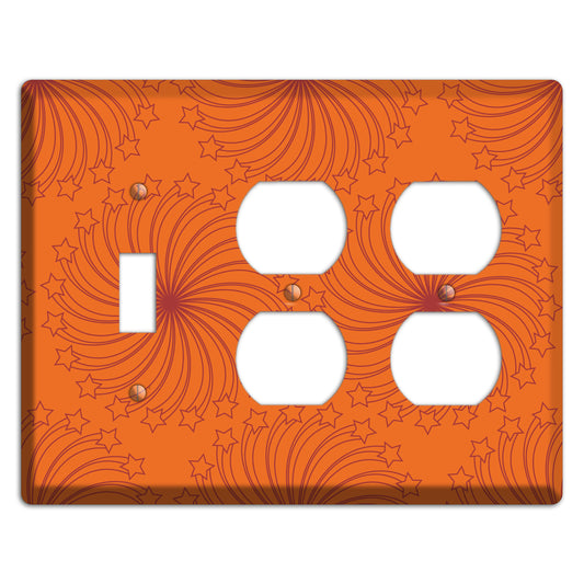 Multi Orange Star Swirl Toggle / 2 Duplex Wallplate