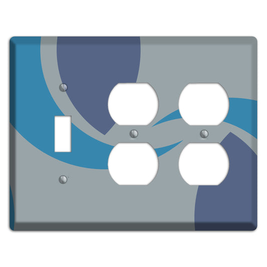 Grey and Blue Abstract Toggle / 2 Duplex Wallplate
