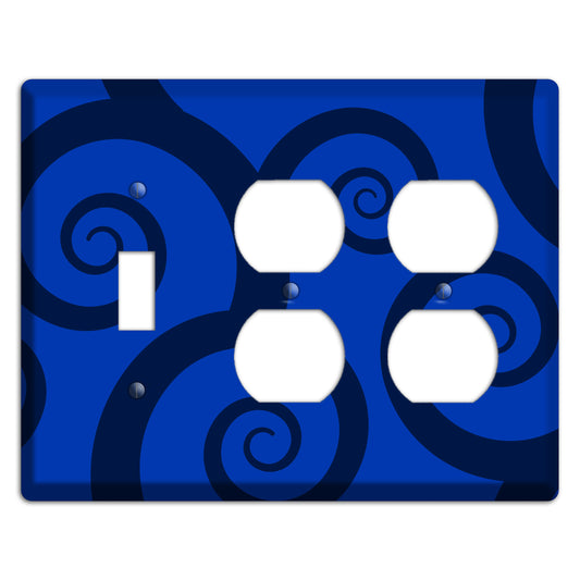 Blue Large Swirl Toggle / 2 Duplex Wallplate