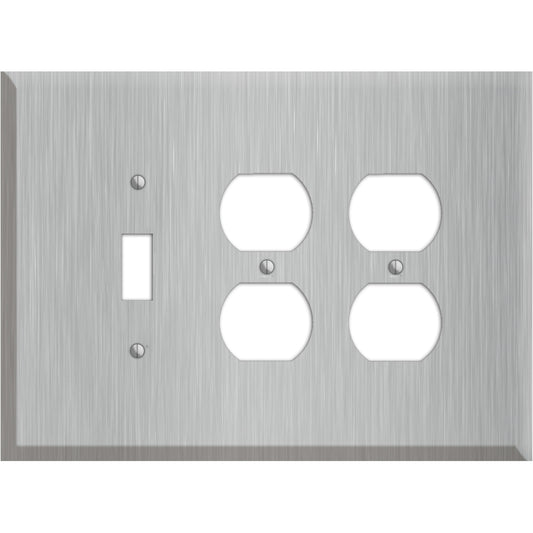 Oversized Discontinued Stainless Steel Toggle / 2 Duplex Wallplate
