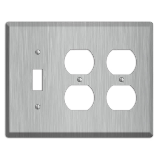 Brushed Stainless Steel Toggle / 2 Duplex Wallplate