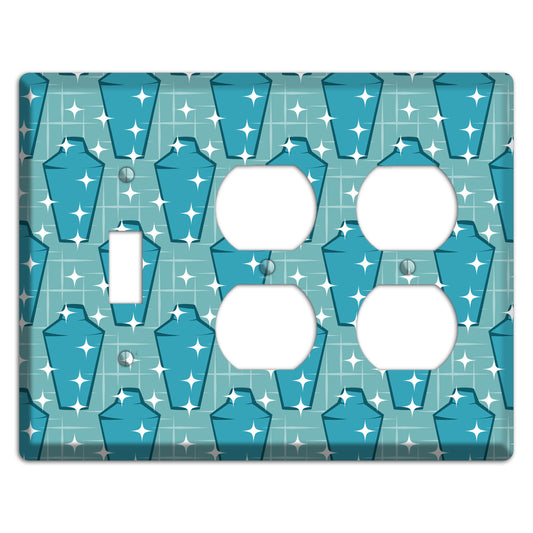 Blue and Teal Shaker Toggle / 2 Duplex Wallplate