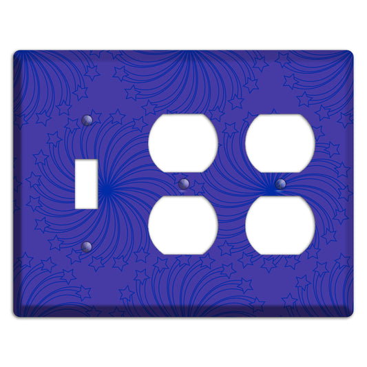 Multi Purple Star Swirl Toggle / 2 Duplex Wallplate