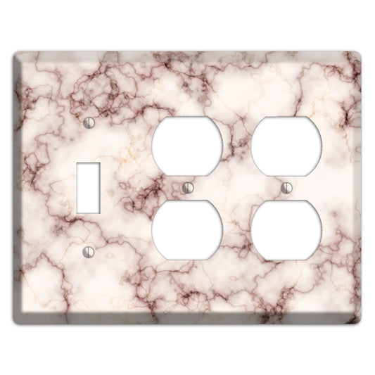 Burgundy Stained Marble Toggle / 2 Duplex Wallplate