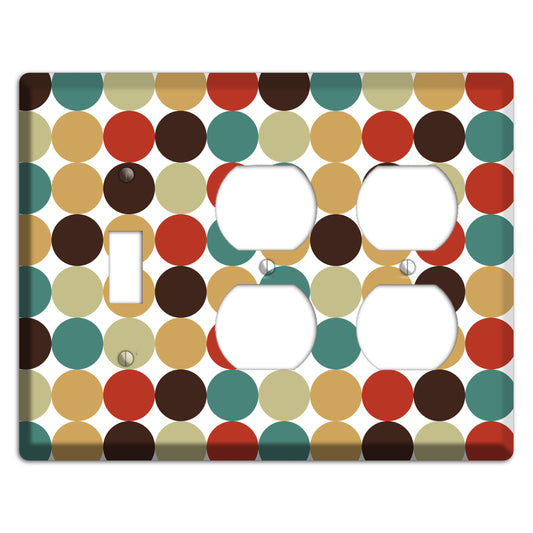 Brown Jade Beige Maroon Tiled Dots Toggle / 2 Duplex Wallplate