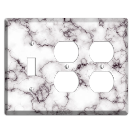 Black Stained Marble Toggle / 2 Duplex Wallplate