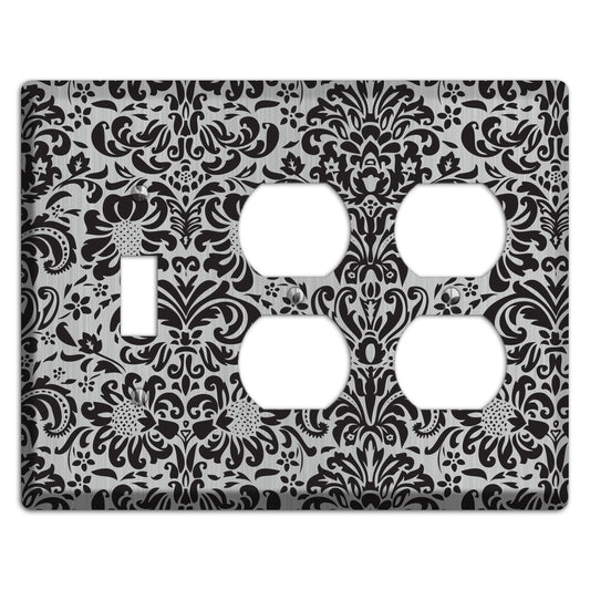 Black Toile  Stainless Toggle / 2 Duplex Wallplate