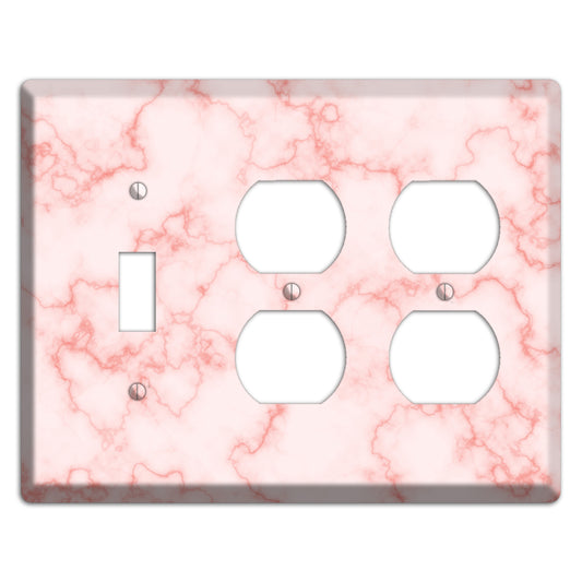 Pink Stained Marble Toggle / 2 Duplex Wallplate