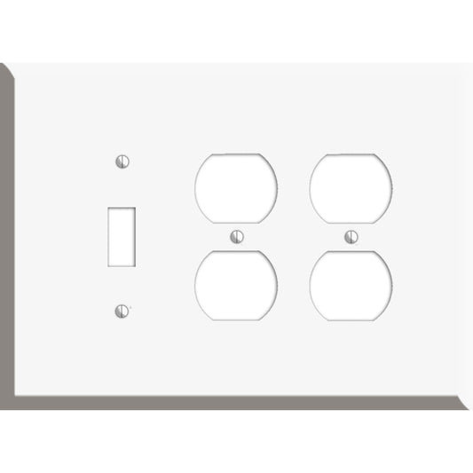 Oversized Discontinued White Metal Toggle / 2 Duplex Wallplate