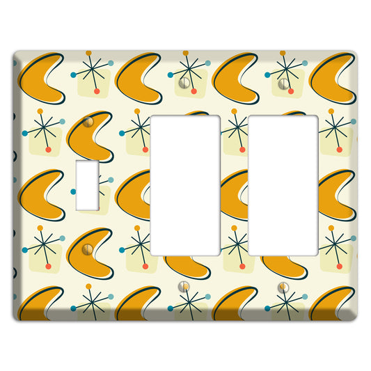 Yellow Boomerang Toggle / 2 Rocker Wallplate