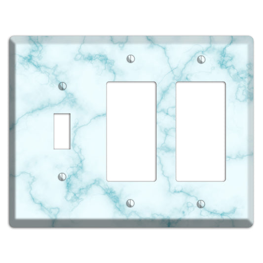 Blue Stained Marble Toggle / 2 Rocker Wallplate