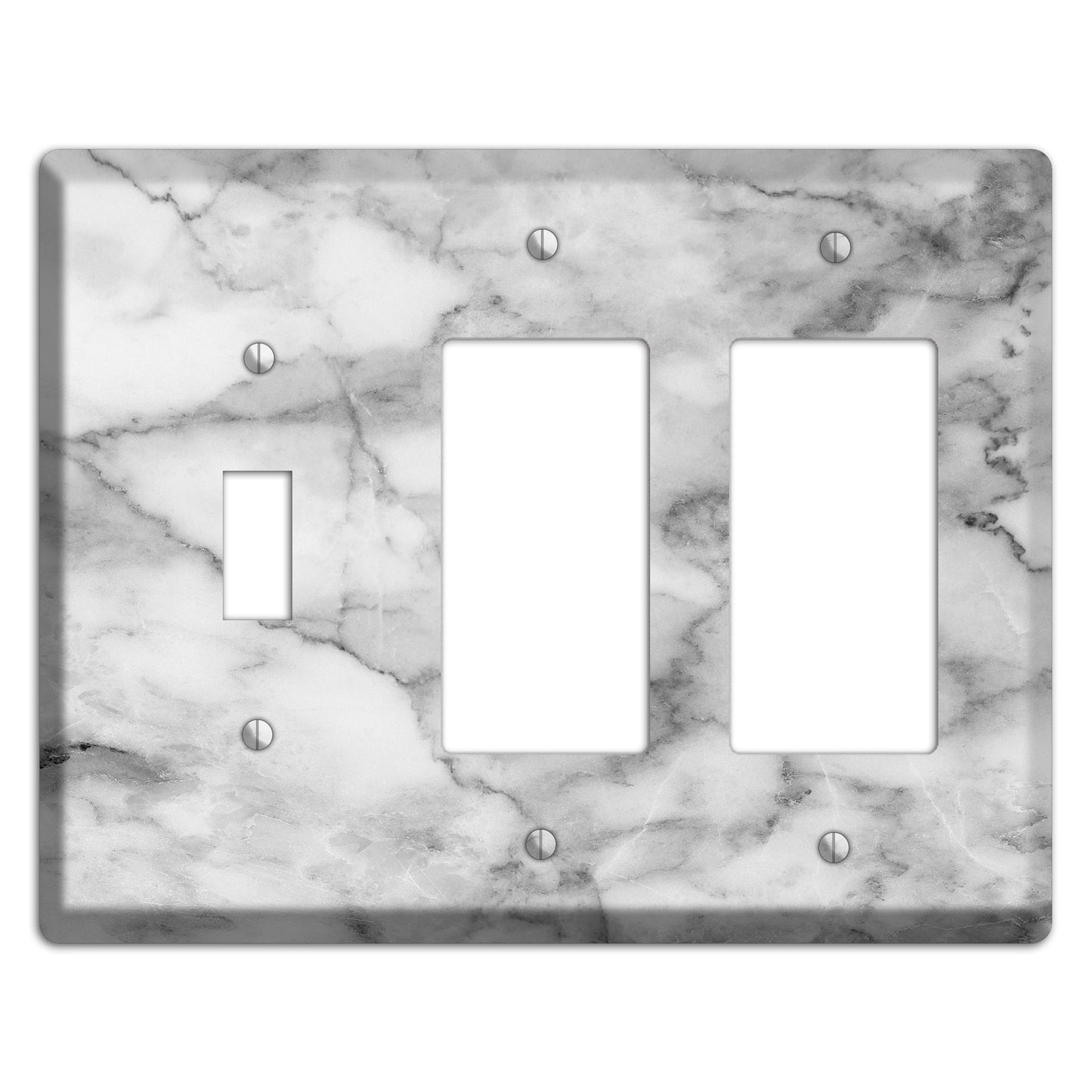 Gray and White Marble Toggle / 2 Rocker Wallplate