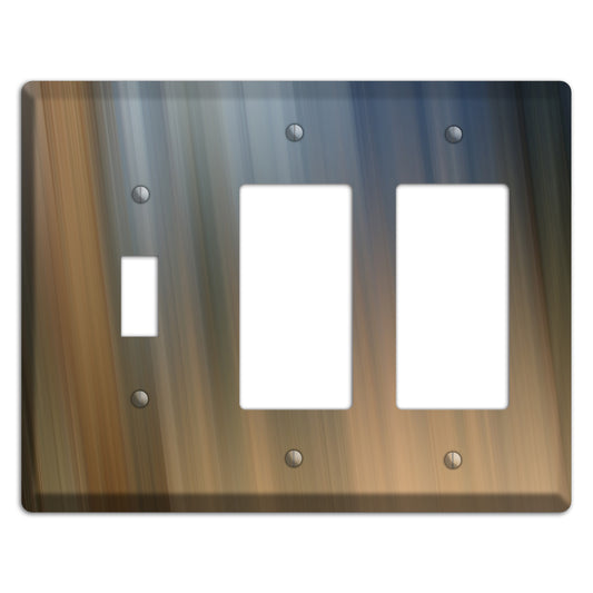 Brown and Blue-grey Ray of Light Toggle / 2 Rocker Wallplate