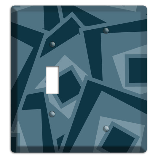 Blue-grey Retro Cubist Toggle / Blank Wallplate