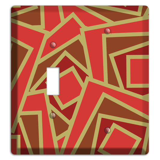 Red and Brown Retro Cubist Toggle / Blank Wallplate