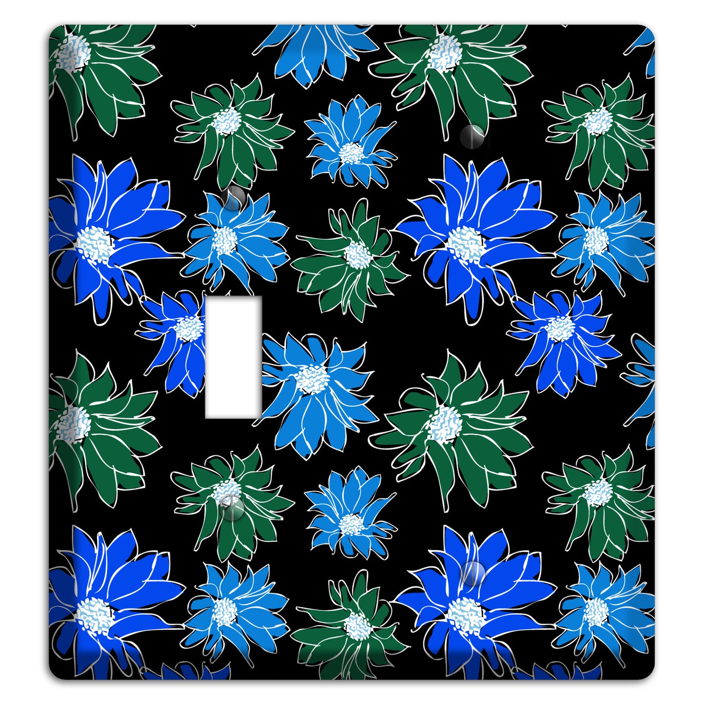 Blue and Green Flowers Toggle / Blank Wallplate