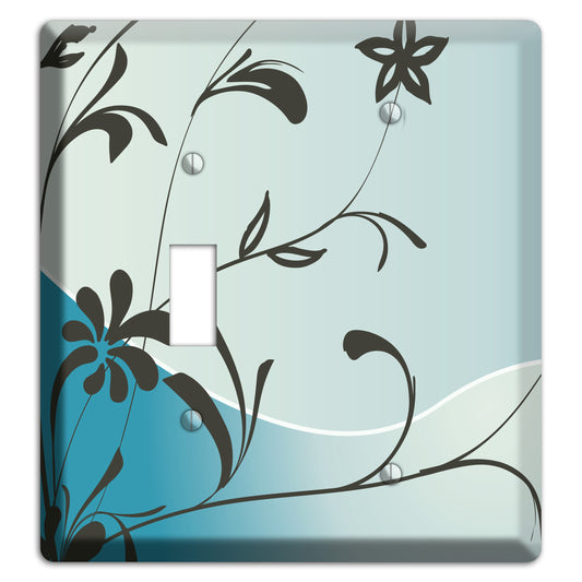 Blue-grey Flowers Toggle / Blank Wallplate
