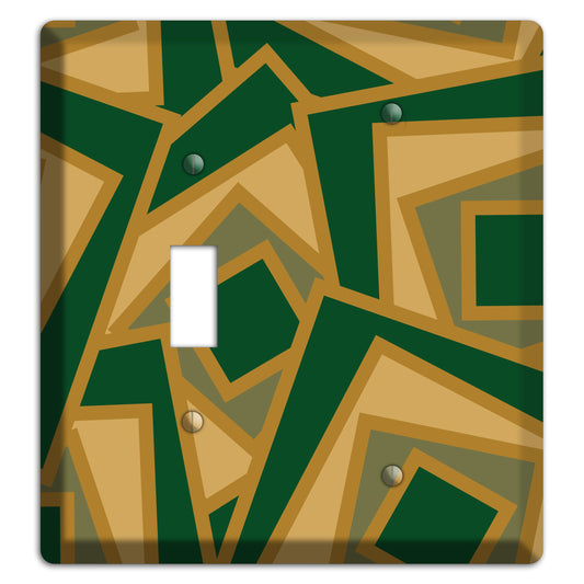 Green and Beige Retro Cubist Toggle / Blank Wallplate