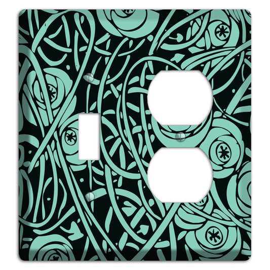 Teal Deco Floral Toggle / Duplex Wallplate