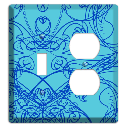 Turquoise Deco Sketch Toggle / Duplex Wallplate