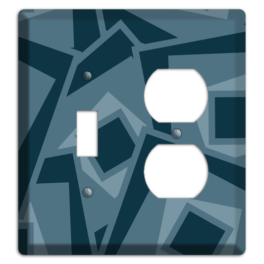 Blue-grey Retro Cubist Toggle / Duplex Wallplate