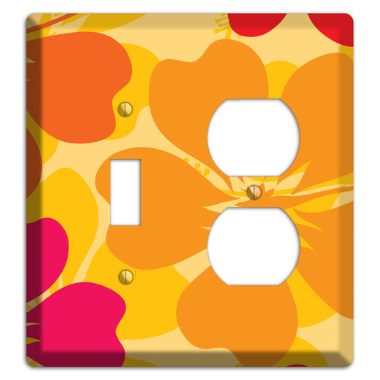 Orange Retro Flowers 2 Toggle / Duplex Wallplate