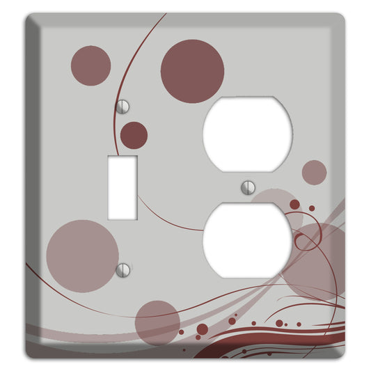 Grey with Maroon Dots and Swirls Toggle / Duplex Wallplate