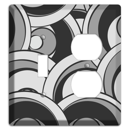 Black and Grey Deco Circles Toggle / Duplex Wallplate