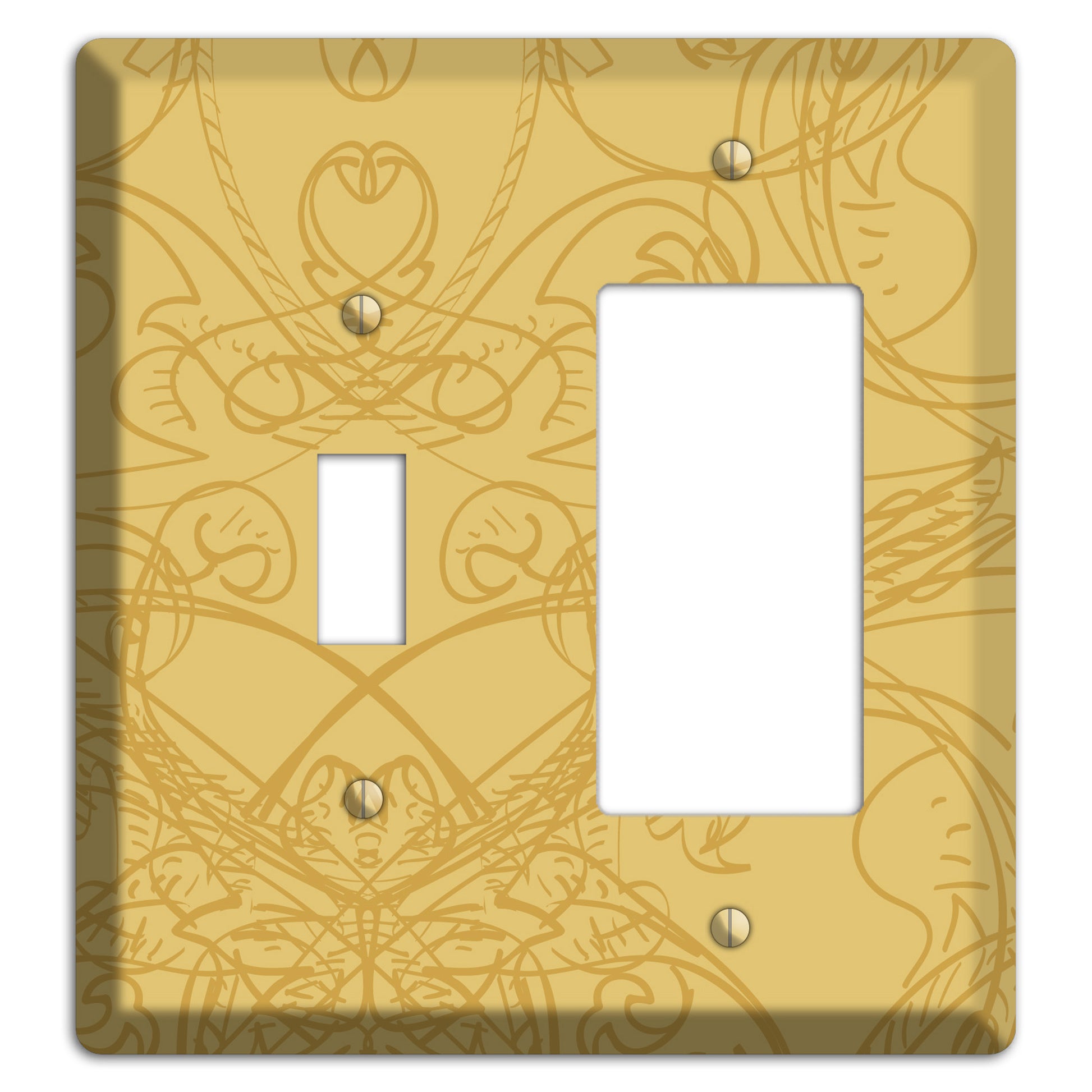 Beige Deco Sketch Toggle / Rocker Wallplate