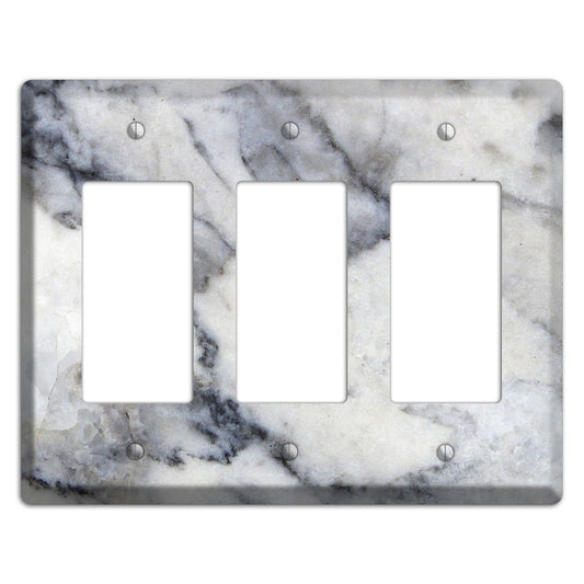 White and Grey Marble 3 Rocker Wallplate
