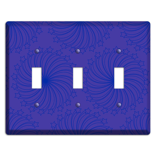 Multi Purple Star Swirl 3 Toggle Wallplate