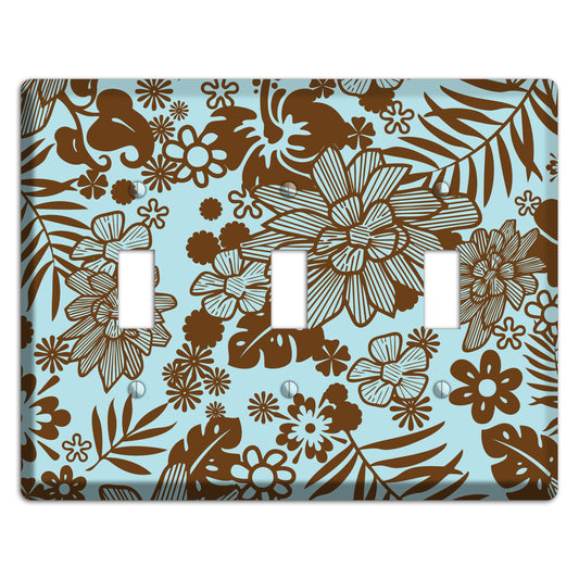 Blue and Brown Tropical 3 Toggle Wallplate