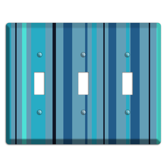 Multi Turquoise Vertical Stripe 3 Toggle Wallplate