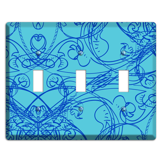 Turquoise Deco Sketch 3 Toggle Wallplate