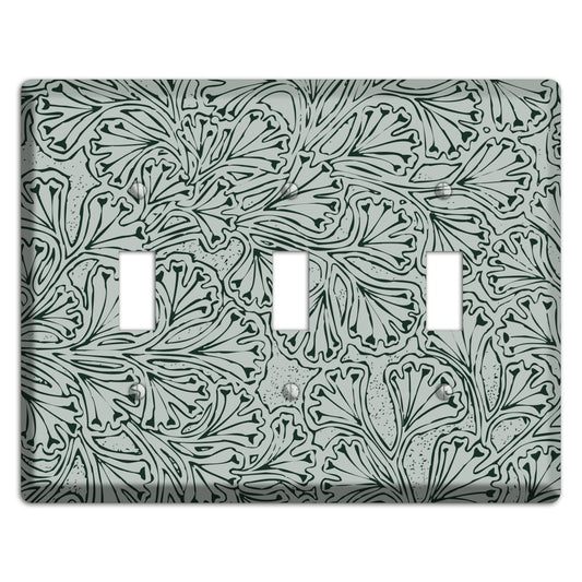 Deco Grey Interlocking Floral 3 Toggle Wallplate