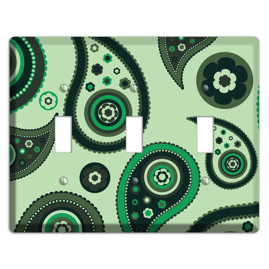 Green Paisley 3 Toggle Wallplate