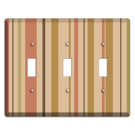 Multi Dusty Pink Vertical Stripes 3 Toggle Wallplate