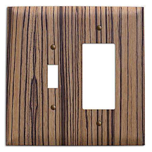 Oversized Discontinued Zebrawood Wood Toggle / Rocker Cover Plate