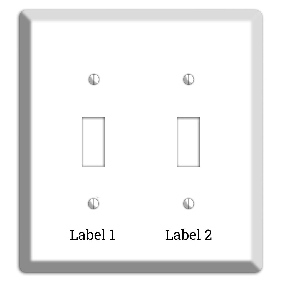 White Metal 2 Toggle Wallplate With Label