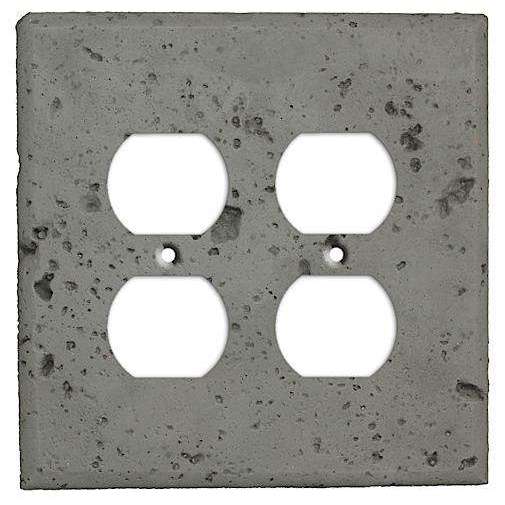 Dark Gray Stone 2 Duplex Outlet Cover Plate