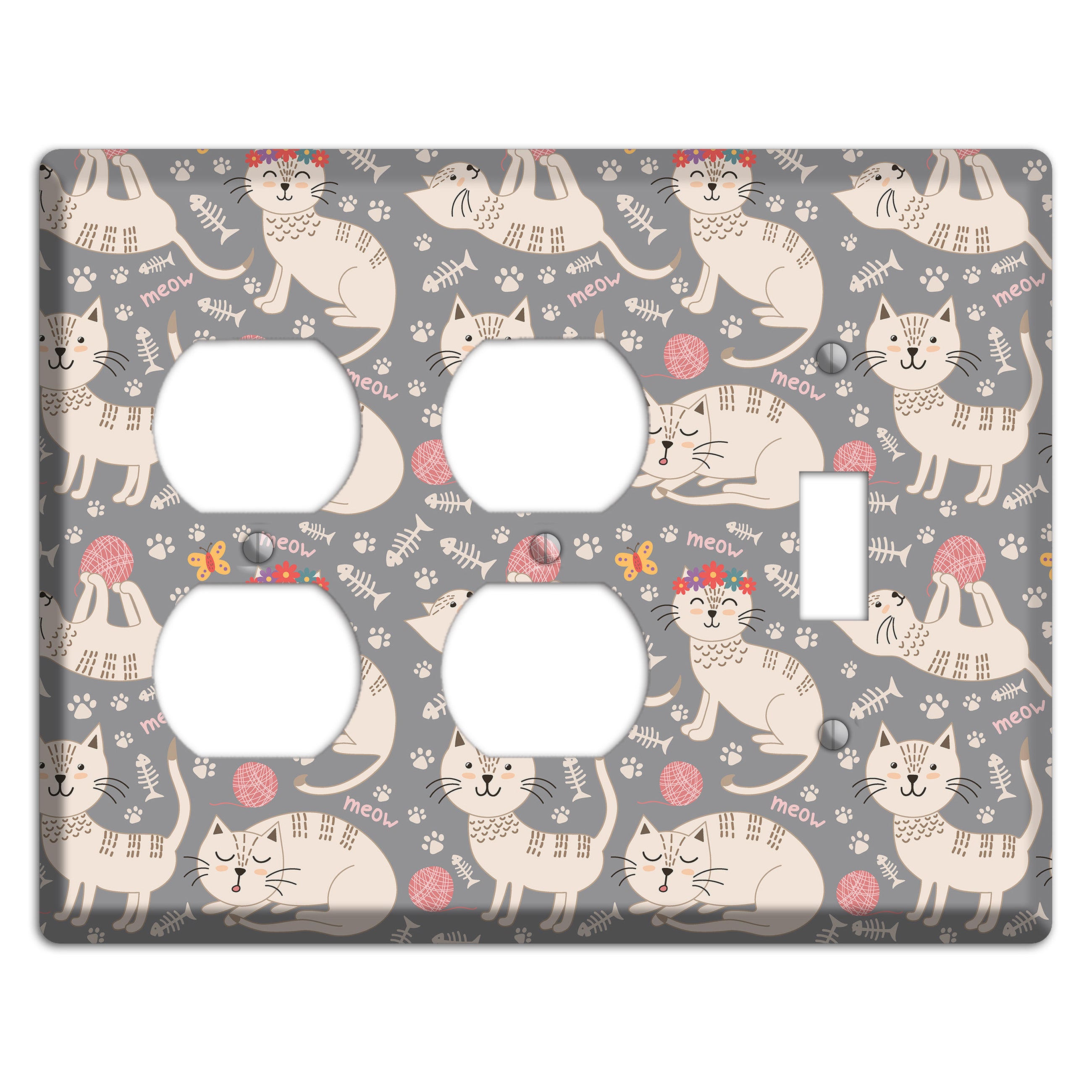 Meow Mix (Gray) 2 Duplex / Toggle Wallplate